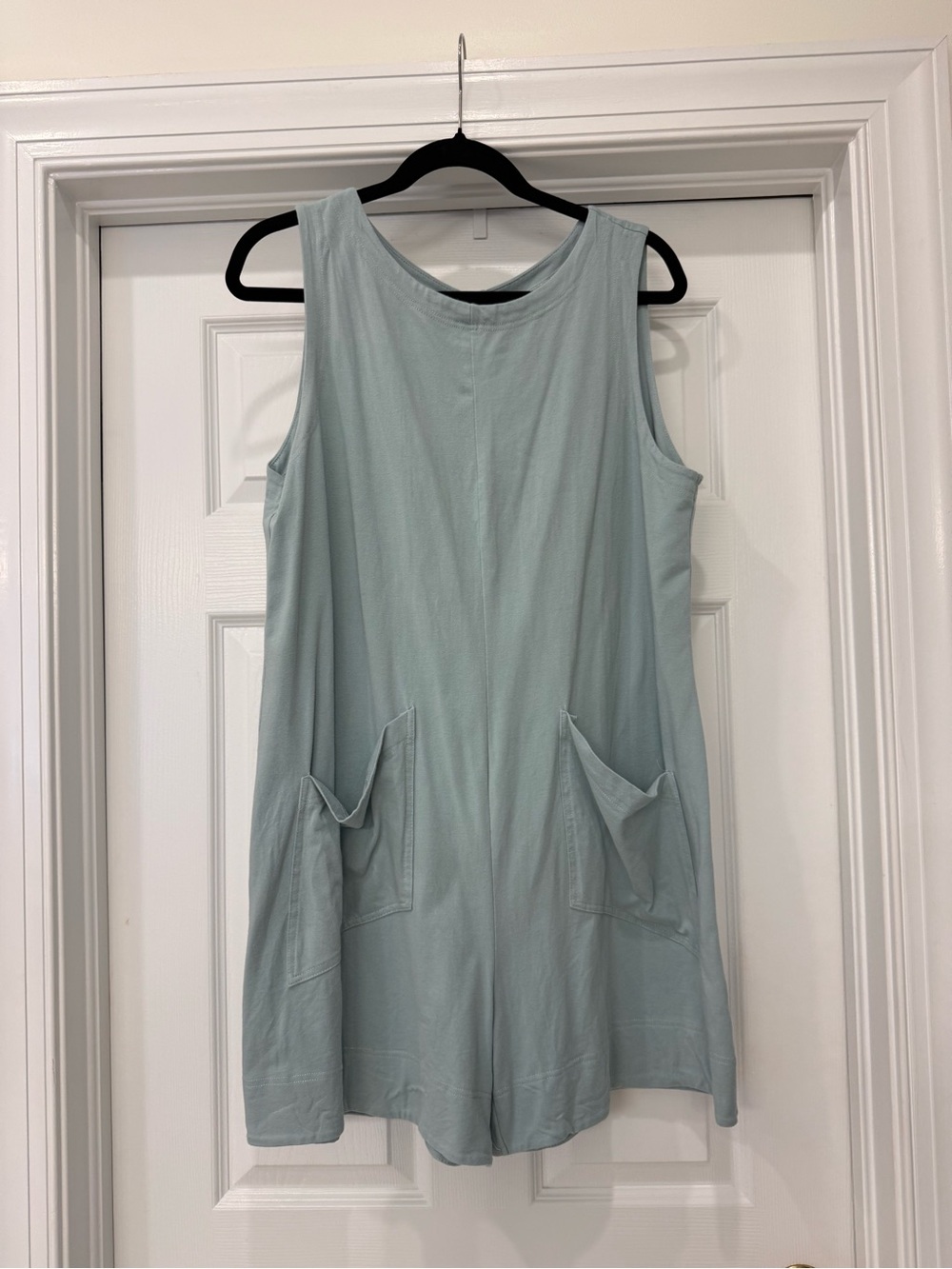 Amazon Sleeveless Pocket Romper in Light Blue